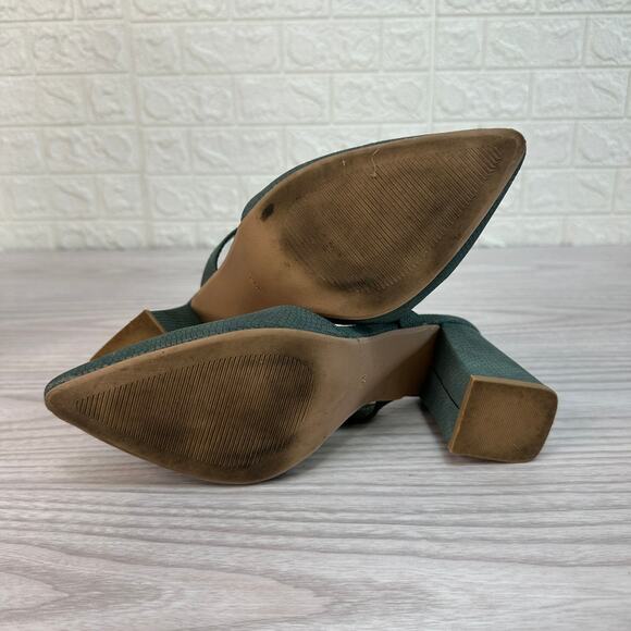 Coconuts by Matisse Sandals 6M Riley Pointed Toe Block Heel Slip-on Mules Green - Picture 8 of 8